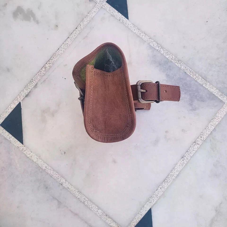 Side Bag Leather Panniers Saddlebag Motorcycle Saddle Pouch Tool Luggage Brown