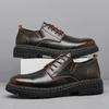 Outdoor Lace Up Wear Resistant Soft Bottom Oxford Shoes Work Shoes Leather Fashion Thick Soled Round Toe Casual Walking Shoes