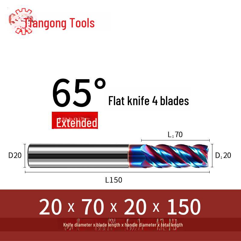 Freză Tiangong 65° din Carbură de Tungsten, Freză Frontală CNC Acoperită cu 4 muchii