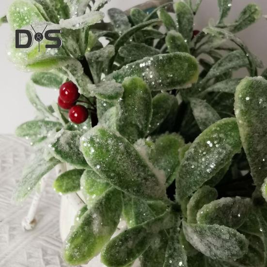 Rama de muérdago artificial para colgar en Navidad, adorno de muérdago falso con lazo, hojas con purpurina, rama de muérdago simulada para guirnalda, ramo para puerta