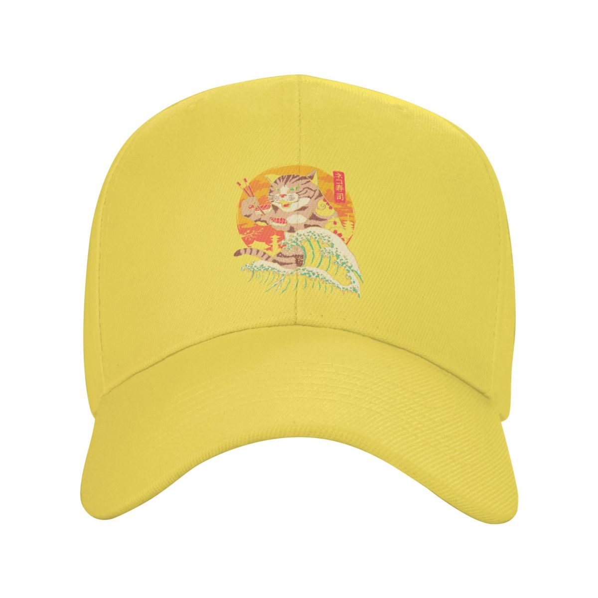 

Классическая бейсболка унисекс с японским котом для взрослых Neko Sushi Kanagawa Wave Регулируемая шляпа для папы унисекс Женская уличная кепка Snapback Adjustable Cap