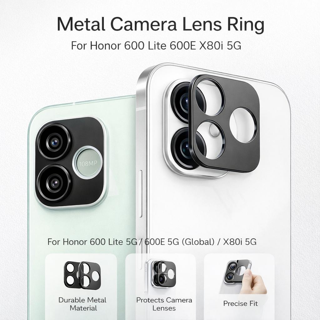 Metall-Kameraobjektivring für Honor 600 Lite 600E X80i 5G Schutzfolie Anti-Fingerabdruck Ultradünn Kein Fotoqualitätsverlust LS0008