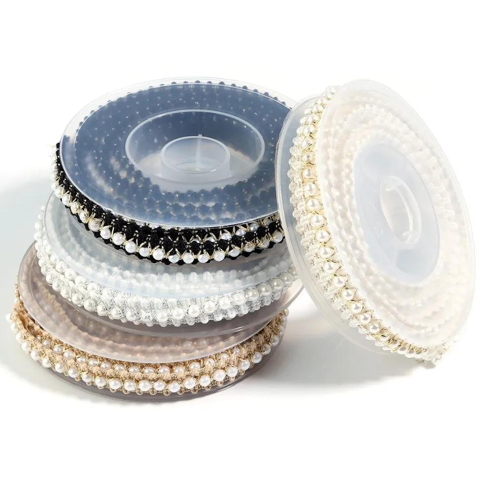 2yard/lot DIY Sewing Pearl Bead Lace Ribbon Solid Color Handmade Wrapping Gift Ribbons Dress Skirt Sewing Fabric Trim Ribbons
