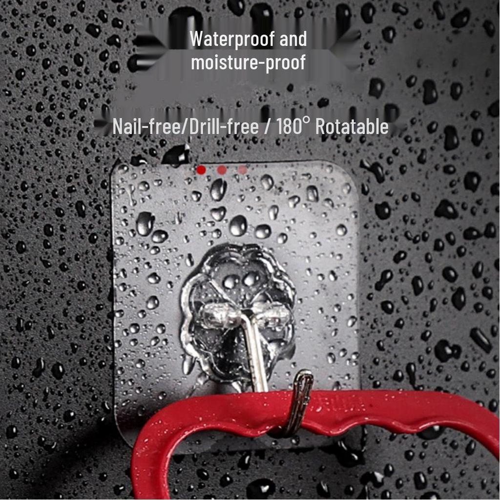 Punch-Free Transparent Adhesive Wall Hook - Strong Load-Bearing for Bathroom & Kitchen