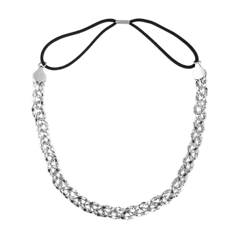 

Fashionable Hollow Metal Chain Hairband Metallic Finish Trendy Look For Music Festivals Multipurpose Hair Accessory серебряный