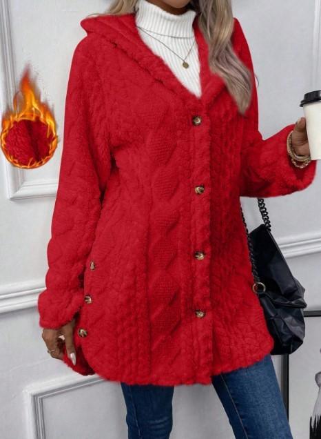 Women S Hooded Fleece Cardigan Long Sleeve Casual Warm Coat