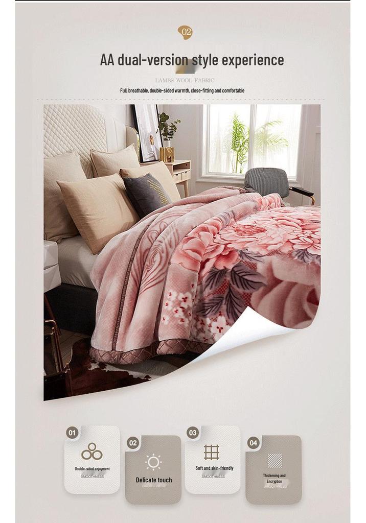 Thick Winter Double-Layer Raschel Flannel Wedding Gift Blanket