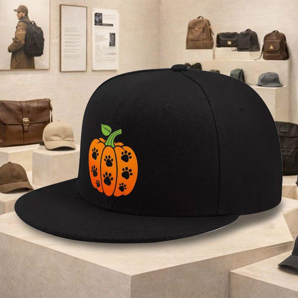 Paw Print Pumpkin Dog Lover Halloween Baseball Cap Adjustable Polyester Casual Street Style Hiphop Snapback