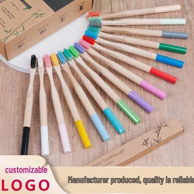 Bambuszahnbürste mit weichen Borsten für Hotels, B&Bs und Haushalte mit Kraftpapierverpackung – Individuelle Etikettierung möglich