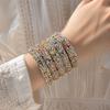 Braceletjonc Fleur Colorée Bracelet de Main Émail Vintage Élégant Jonc Cloisonné Bijoux Cadeaux