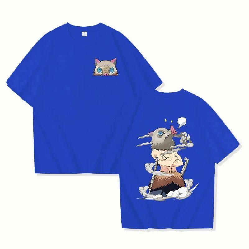 Cotton Summer Shortsleeved Tshirt with Popular Anime Demon Slayer Cartoon Print Fashionable and Casual Loosefitting