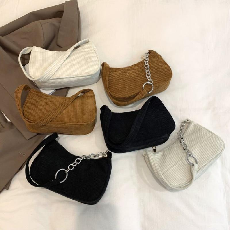1Pcs  Underarm Bag Solid Color Simple Corduroy Bag Women'S Spring/Summer  Western Style Shoulder Small Square Bag