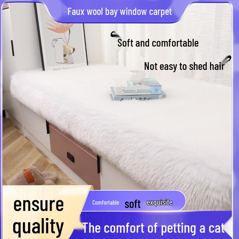 Long-Pile Non-Slip Decorative Bedroom Rug - Imitation Wool, Various Colors