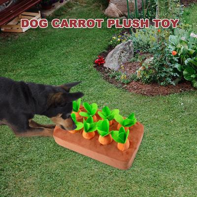Dog Carrot Plush Toy Interactive Dog Toys Plush Puzzle Toys 2 In 1 Non-Slip Nosework Feed Games for Aggressive Chewers Pet
