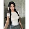 Women's Solid Color Slim-fitting Short-sleeved T-shirt Collection, Summer Driving DNU Basic Style Bottoming Clothes