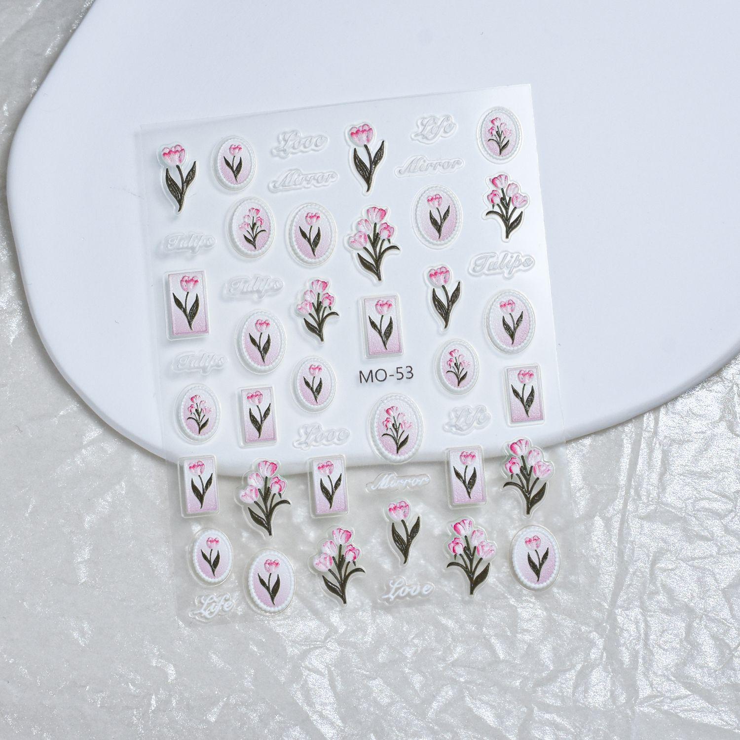 Tulip and Rabbit Hand-Painted Nail Decals