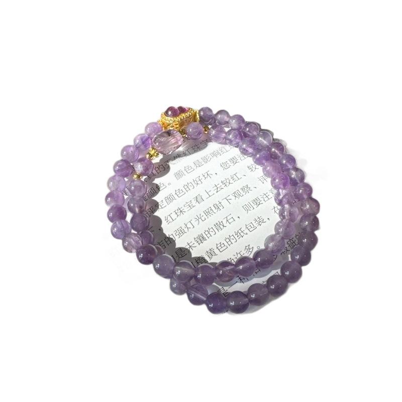 Original natural amethyst bracelet, double-loop amethyst bracelet, purple gourd bracelet, jewelry, birthday gift for women