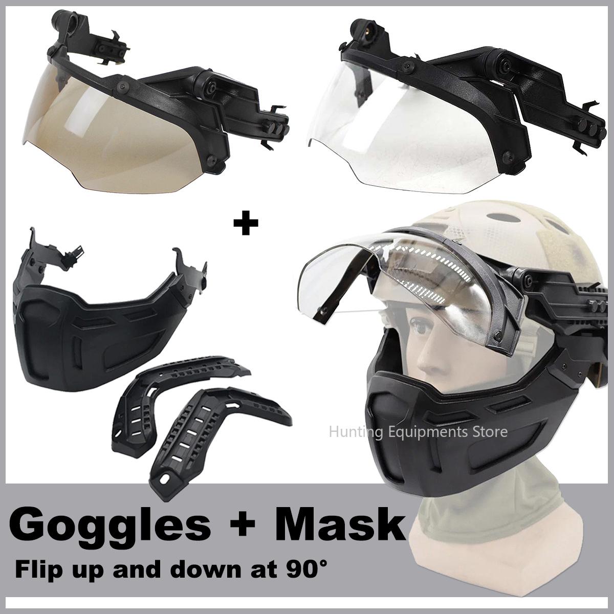 

Tactical FAST Helmet Half Face Mask Adjustable Helmet Flip Goggles Hunting Airsoft CS Game Paintball Helmet Accessories Gear