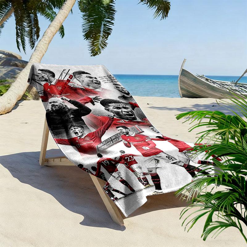 ManUtd Print Beach Towel, Large Soft Quick Dry Towel for Beach Camping Swimming