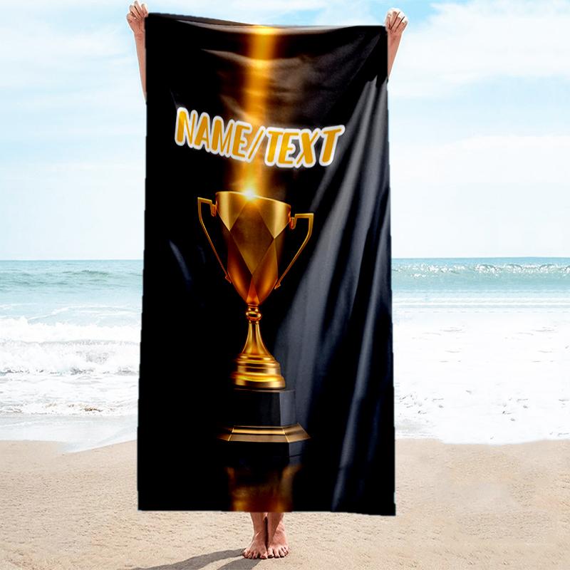 1PC Custom Name Golden Achievement Award Beach Towel Highly Absorbent And Sand-Resistant Towel for Swimming, Pool, Yoga, And Travel Lightweight
