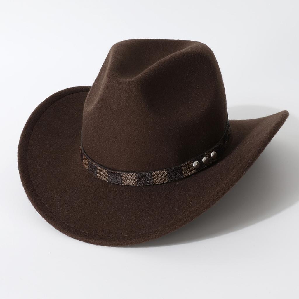 New Western-style Ethnic Woolen Roll-brimmed Fedora Hat for Autumn and Winter, Fashionable and Versatile for Both Men and Women