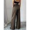 2026 Fashion High Waisted Wide Leg Trousers with Belt Solid Color Office Wear Casual Business Straight Leg Pants Spring Women's Bottoms