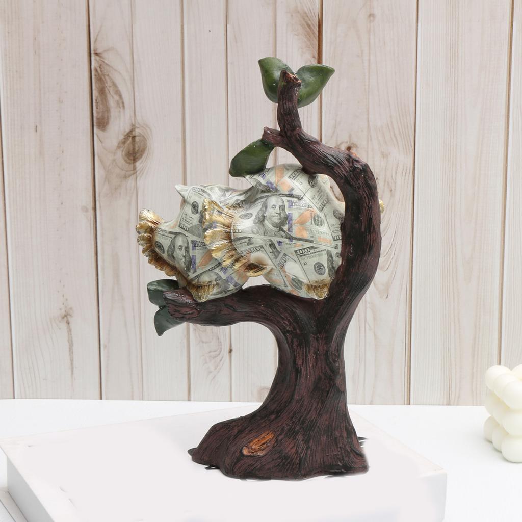 Couple Owl Decorative Statue Sculpture Water Transfer Owl Perching On Branch Desktop Resins Ornament for Animal Lover