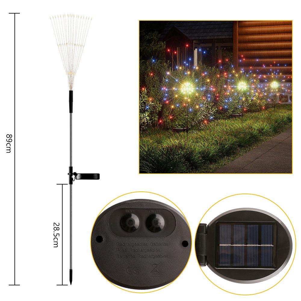 Solar LED Firework Lawn Lights: Colorful, Flashing, Rainproof, Outdoor Decorative Lights for Gardens and Courtyards. Solar Lawn Light