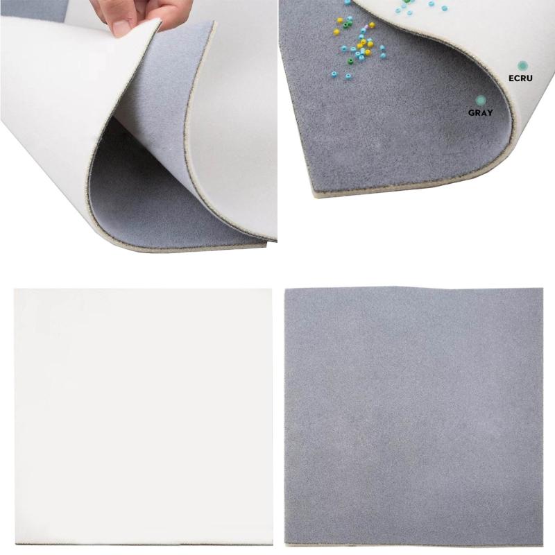 Pack of 2 Gray and Beige Sponge Bead Mats Flocking Beading Trays Jewelry Making Supplies Non-Slip Beading Mat for Women