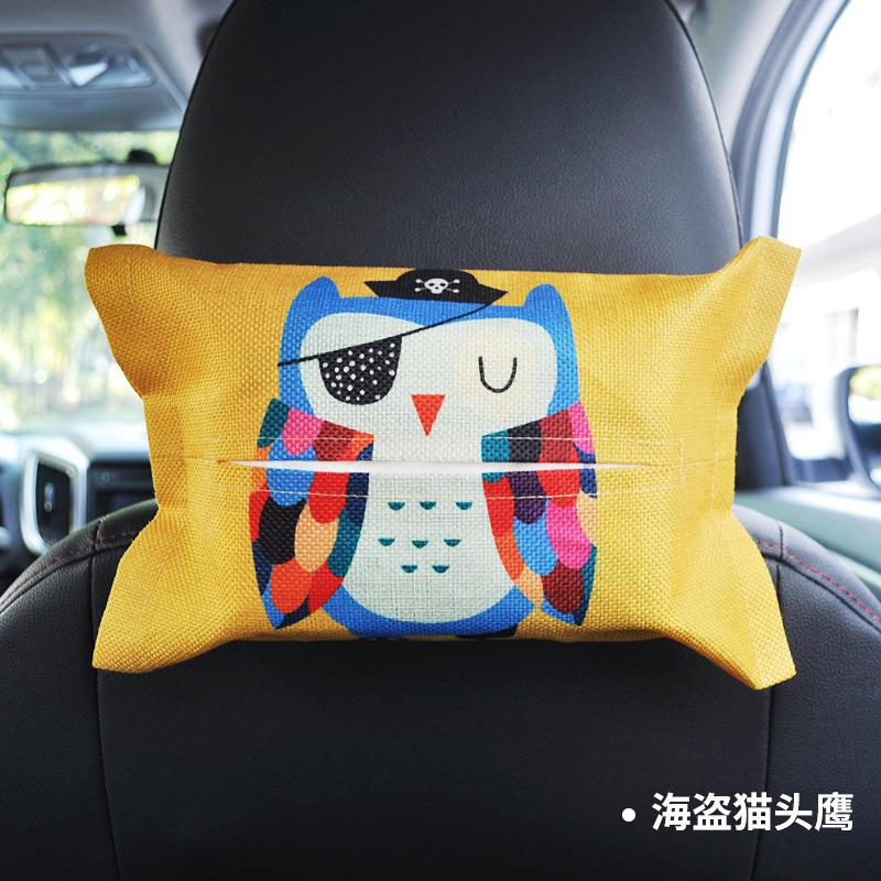 Cartoon Car Tissue Box Cover Auto Seat Back Hanging Storage Holder Tissue Box Container Car Visor Towel Napkin Papers Bag Holder
