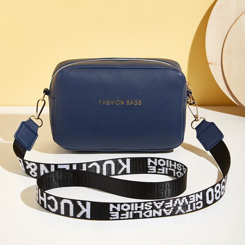 Mode Lille Firkantet Taske Til Kvinder PU Læder Skulder Messenger Taske Bogstav Rem Crossbody Taske Trendy Håndtaske