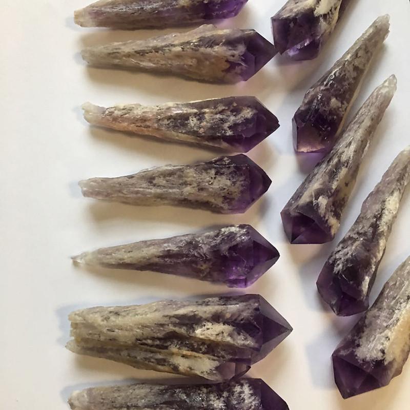 Natural Quartz Amethyst Crystal Wand Point Specimen Healing Home Gift Decor