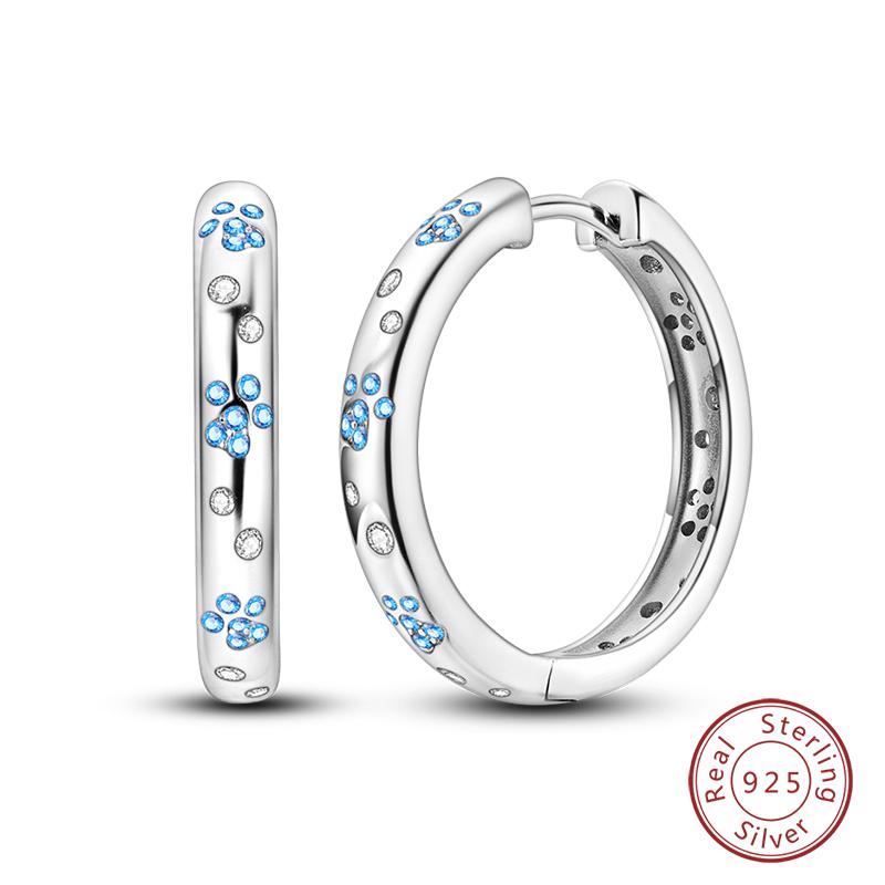 925 Sterling Silver Trendy Colored Tulip Earrings For Women Cubic Zircon Butterfly Double Hoop Earrings Fine Engagement Jewelry