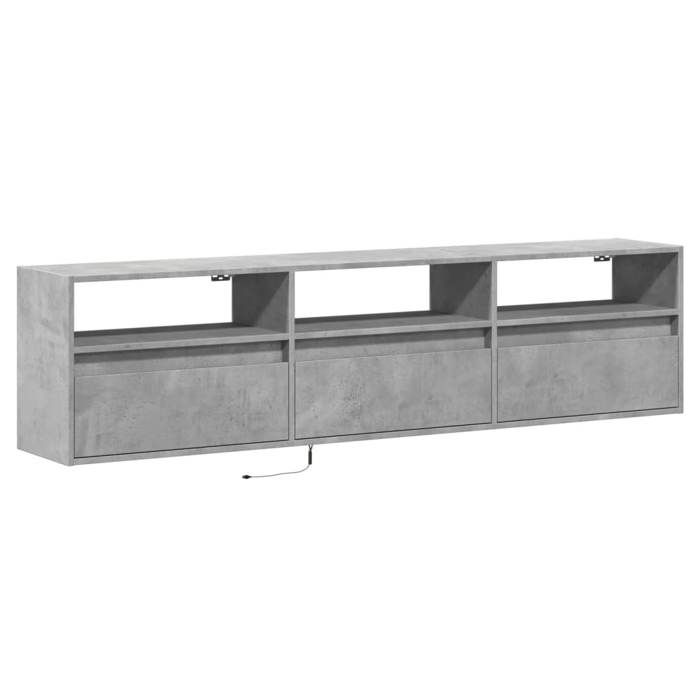 VidaXL Wall-mounted TV Cabinet with LED Concrete Grey 180x31x45 Cm, Floating TV Cabinet, Wall-mounted Multimedia Cabinet, Wall-mounted TV Unit, 3307943