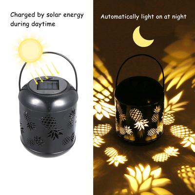 Außenbeleuchtung, solarbetriebene LEDs, Rasenleuchte, ausgehöhlte Ananas-Design, hängende Landschaft