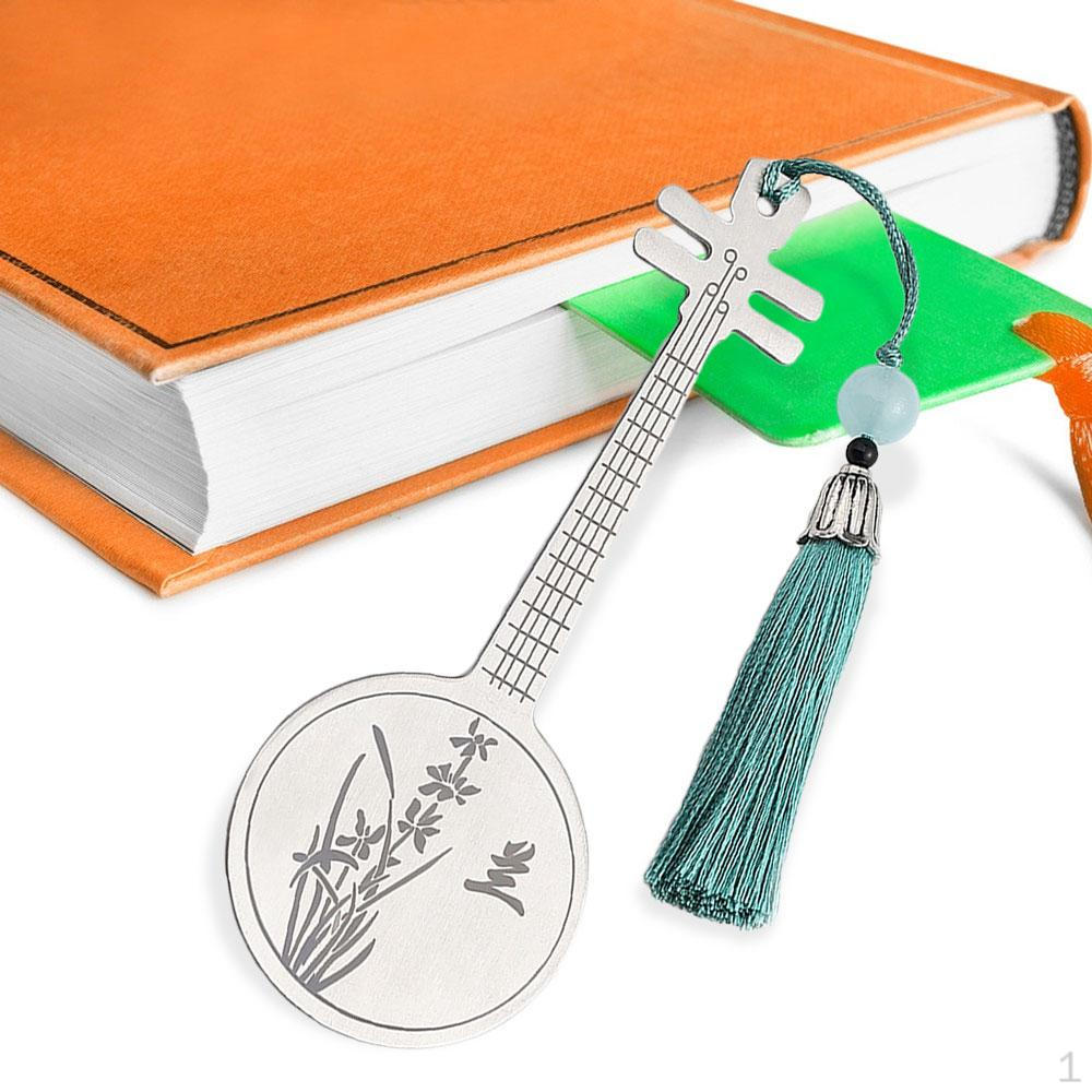 

Китайская закладка, музыкальный инструмент, металлические портативные маркеры для книг для чтения, подарок на день рождения Ruan Xian 12cmx2.5cm