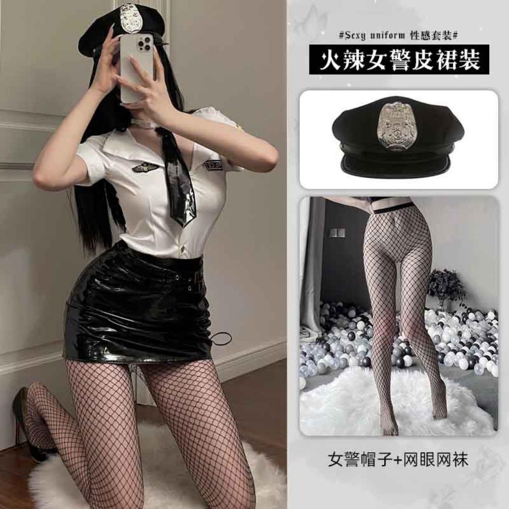 Xianyi Sexy Lingerie Nightclub Sexy Policewoman Uniform Seduction Passion Clothes Patent Leather Flight Attendant Suit Free 510