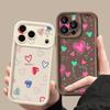 Shockproof Phone Case For iPhone 17 Pro Max Case iPhone 16 15 14 13 Pro Max 11 17e 16e Love Hearts Print Soft Silicone Bumper Cover