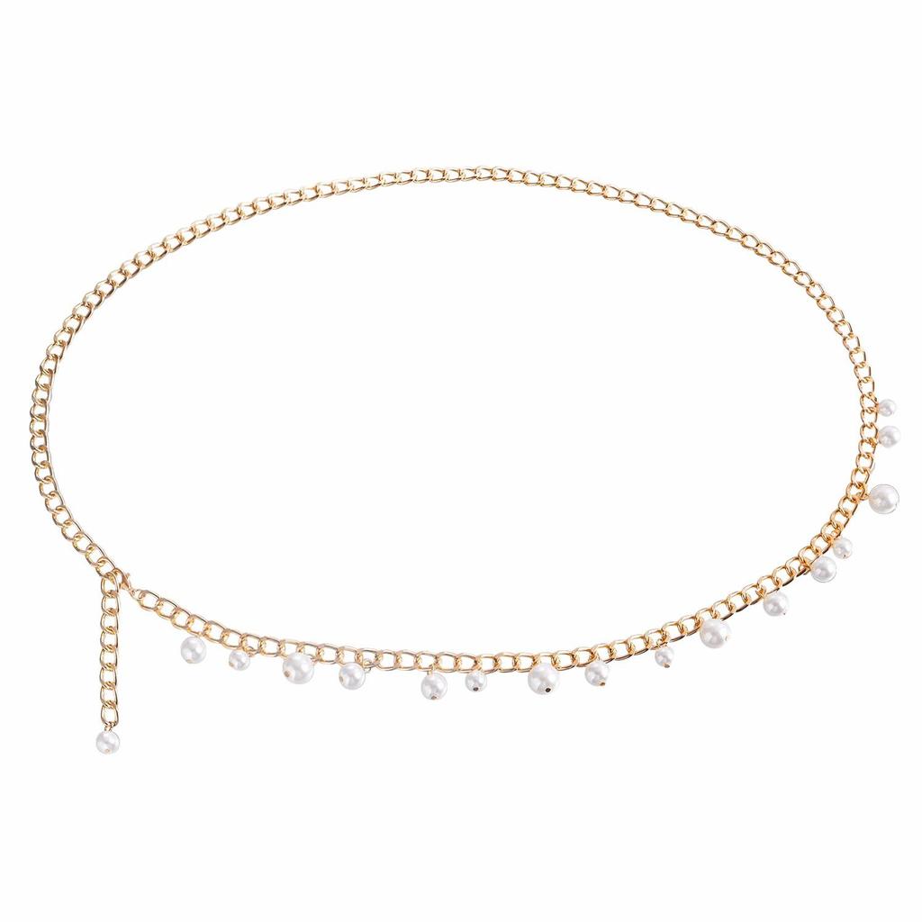 Women Waist Chains Adjustable Pearl Body Chain Trendy Waist Belly Chain Summer Beach Everyday Accessories