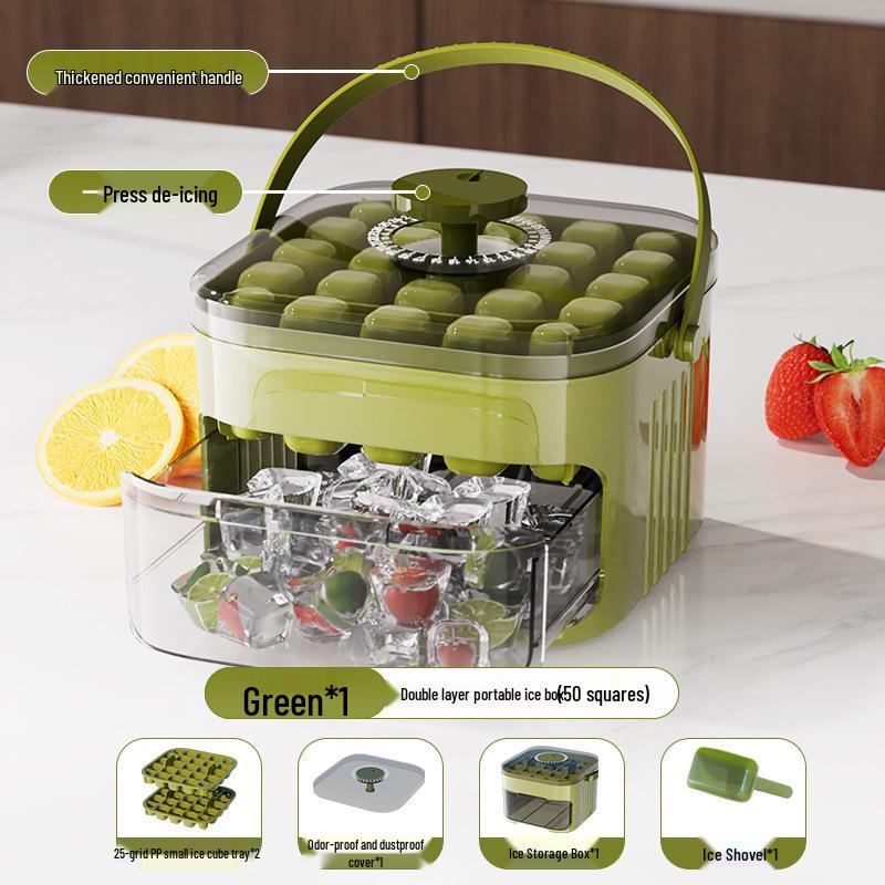 Food-Grade Ice Cube Mold Maker Press Tray for Refrigerators