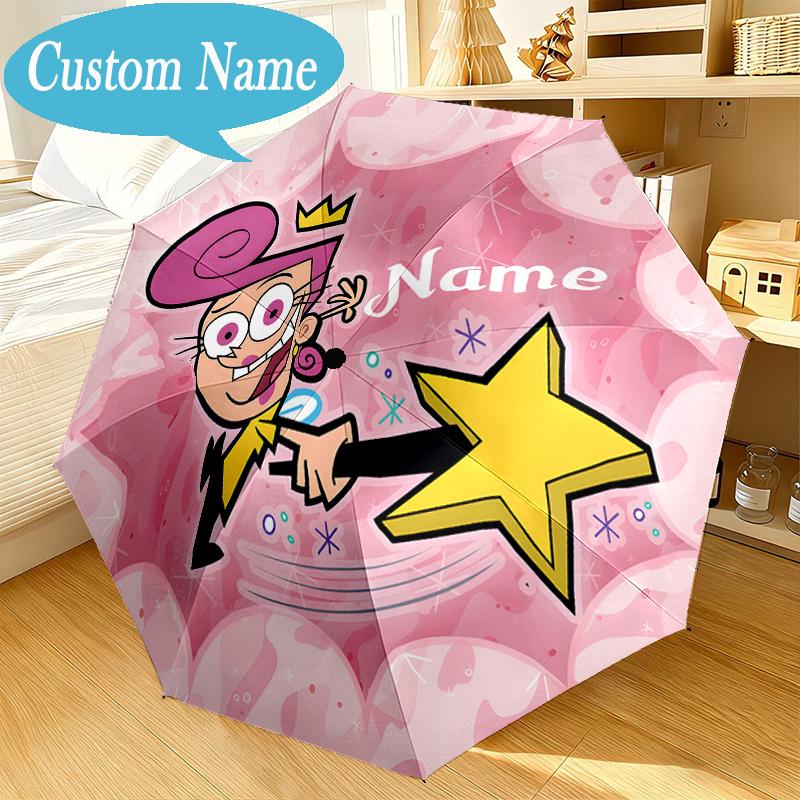 Custom Name Umbrella Friendship Adventure OddParents Umbrella 8-Frame for Travel, Camping, Casual Lightweight Portable, Essential for Family Gifts