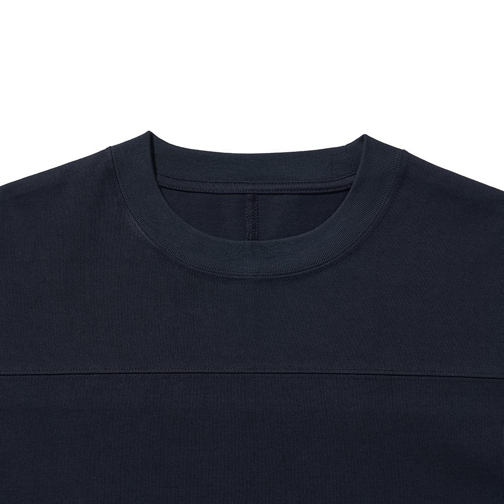 HISHANDER Round Patch Long Sleeve T-Shirts [White / Navy]