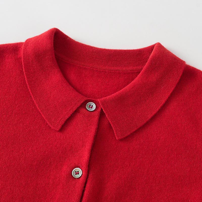 Ordos Cashmere Polo Collar Knit Cardigan Sweater