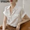 Women's Chiffon White Shirt Short Sleeve Summer Temperament Shirt Top