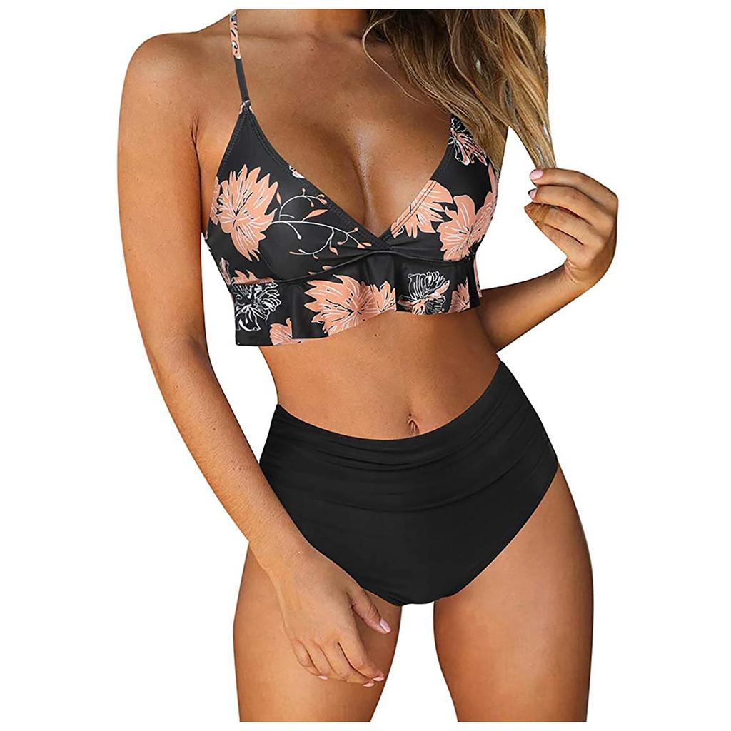 Women's Striped Printing Padded Push Up 2 Piece Bikini Sets Swimsuits Beachweart
