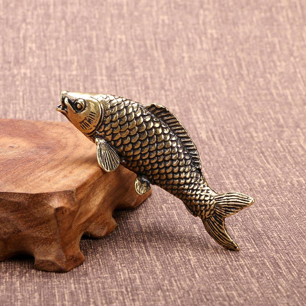 Massief messing visbeeldjes miniatuur dierenbeeldhouwwerk standbeeld voor woonkamer huisdecoratie collectie
