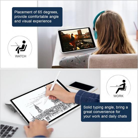 for iPad 9th/8th/7th Generation 10.2 Inch Case, Protective Trifold Case with [Pencil Holder][Auto Wake/Sleep][Transparent Back] for iPad 10.2’’