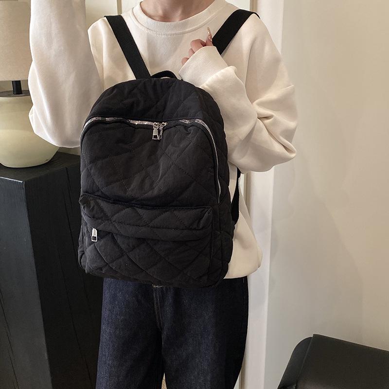 New casual rhombus versatile junior high school student backpack travel backpack large capacity simple