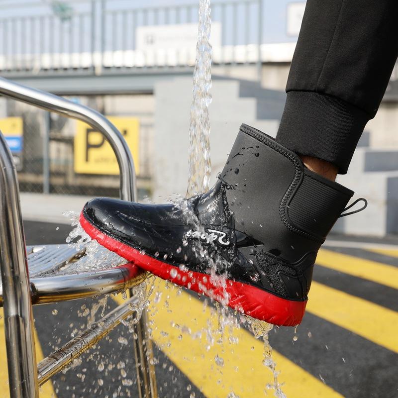 Winter Men's Rain Shoes Windproof Cotton Rain Boots Warm Fashion Slip On Fishing Shoes Outdoor Waterproof Work Boot Plus Size 44