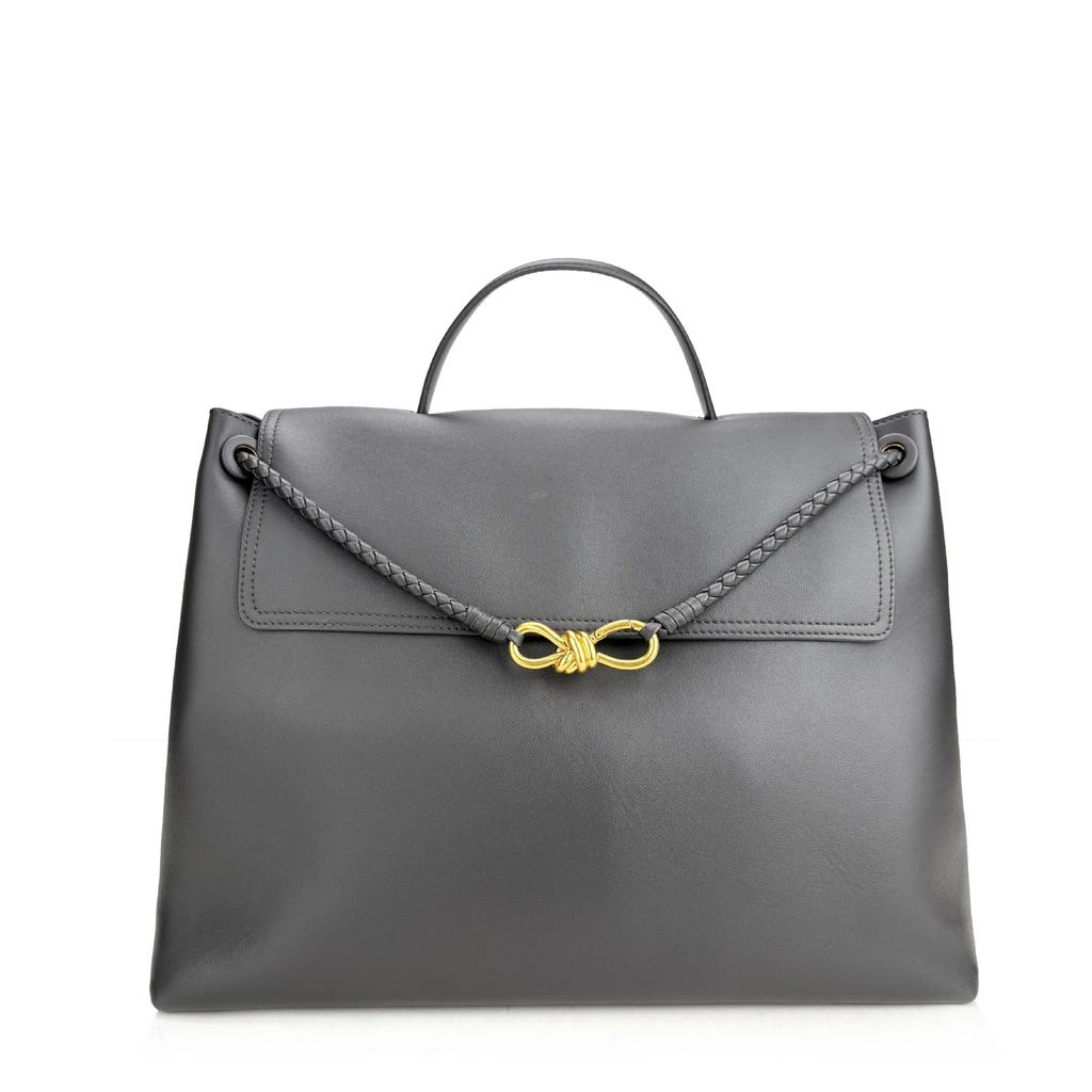 And New Plain Weave Fashionable Versatile Bow Tie Gold Buckle Single Shoulder Crossbody Handbag With Large Capacity Tote Bag
